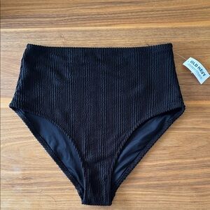 Old Navy Textured Black Bikini bottom high waist medium